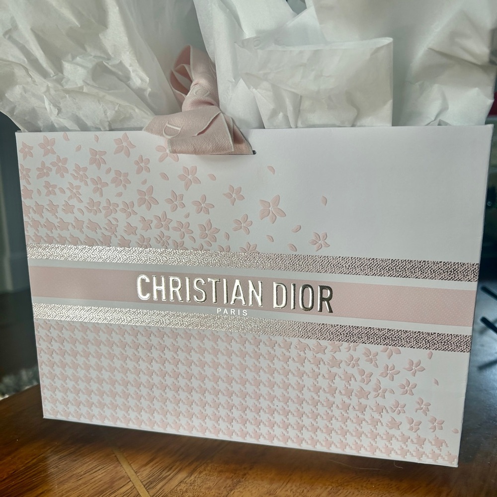 DIOR Rare Light Pink Gift Bag with Tissue Paper - Authentic Embossed